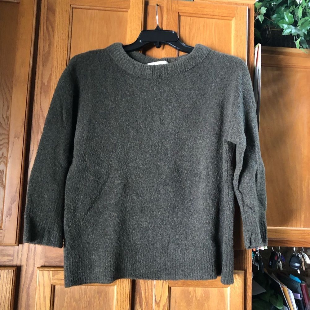 Creatures of Comfort Wool Blend Scoop Neck Teddy Sweater Green - L